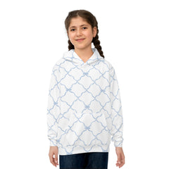 Trellis Bow Youth Hoodie Activewear - Light Blue