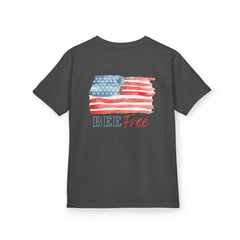 Bee Free American Flag with Bee Stars Short Sleeve Youth Unisex Hive Tee