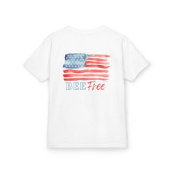 Bee Free American Flag with Bee Stars Short Sleeve Youth Unisex Hive Tee