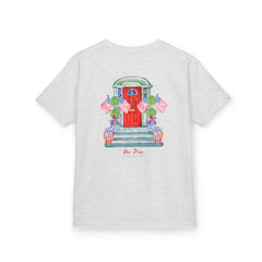 Bee Free Patriotic American Flag Front Porch Girls Short Sleeve Youth Hive Tee