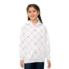 Trellis Bow Youth Hoodie Activewear - Pink