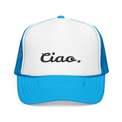 Ciao in Black Embroidered Foam Trucker Otto Hat - Summer Vibe Accessory