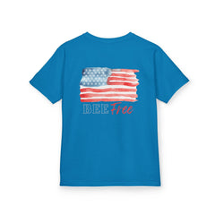 Bee Free American Flag with Bee Stars Short Sleeve Youth Unisex Hive Tee
