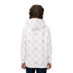 Trellis Bow Youth Hoodie Activewear - Pink