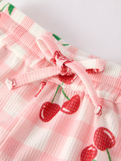Waffle Cherry Girls Long Sleeve Set
