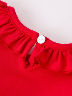 Red Cherry Bow Smocking Embroidery Girls' Romper