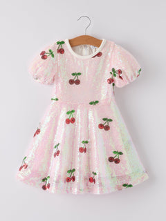 Sweet Cherry Sequins Cute Dress
