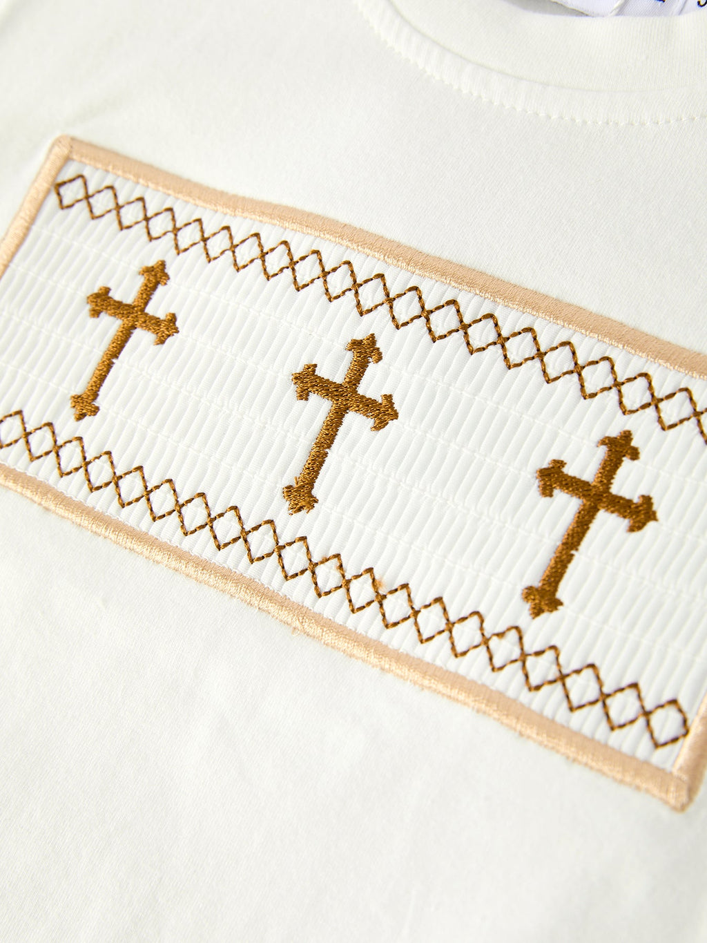 Stripe Smocked Church Christ Bishop Christening Toddler Boys'Set