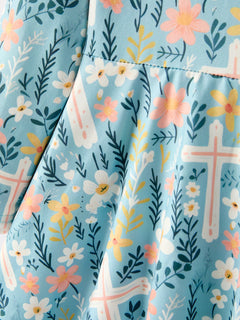 Autumn Christmas Girls Cross Floral Milk Silk Dress