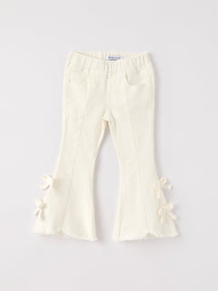 Fall Christmas Charming White Denim Pants with Cute Bows