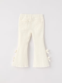 Fall Christmas Charming White Denim Pants with Cute Bows