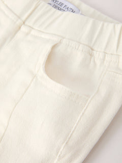Fall Christmas Charming White Denim Pants with Cute Bows