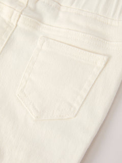 Fall Christmas Charming White Denim Pants with Cute Bows