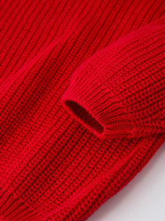 Valentine’s Day Girls Red Knit Sweater – "Love" Heart Embroidery Long Sleeve Pullover