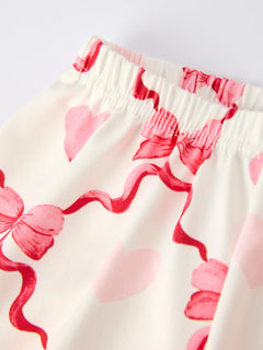 Valentine’s Day Girl Set with Heart Print and Red Ruffle Details