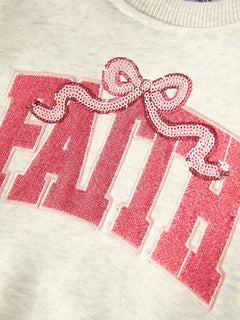 Girls Fall Outfit – FAITH Letter Sweatshirt and Pink Tulle Skirt Set
