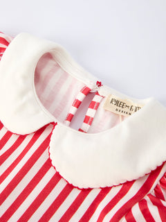 Valentine's Red Stripe Heart Dress for Toddler Girls