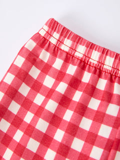 Red Valentine's Day Plaid Smocking Embroidered  Pony Boys Set