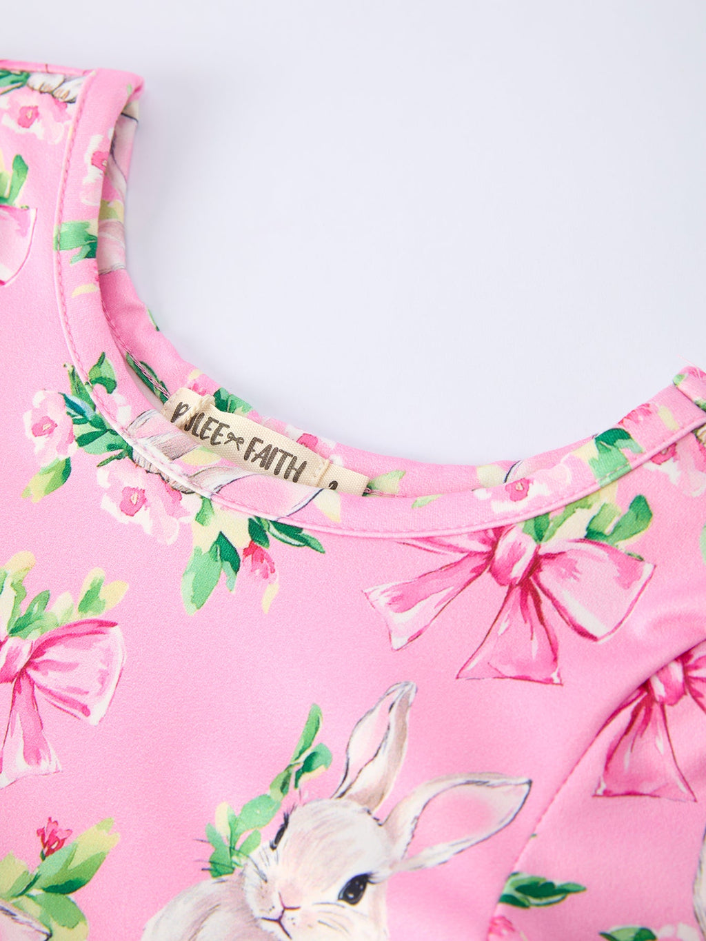 Easter Pink Bunny Floral Print Short Sleeve Dress