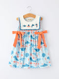 Marine Animal Embroidered Girls Dress