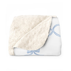 Three Bees Trellis Bow Cozy Sherpa Fleece Blanket - Blue