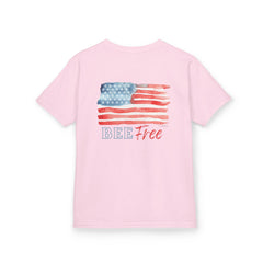 Bee Free American Flag with Bee Stars Short Sleeve Youth Unisex Hive Tee