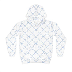 Trellis Bow Youth Hoodie Activewear - Light Blue