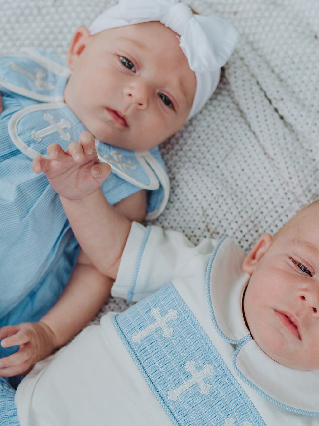 Blue Petal Peter Pan Collar Christening Baby Girls Bloomer Set