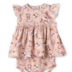 Wild Wrangler/Pink Bamboo Cowgirl Western Skirted Bodysuit