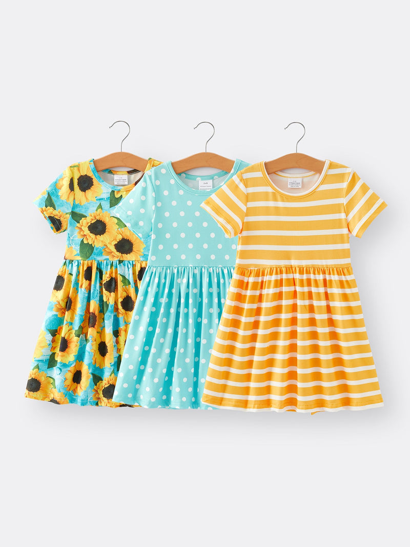 Sunflower Girls' Milk Silk Dress 3-piece Set