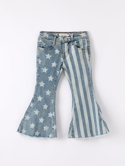 4th of july Patriotic Star Stripe Flare Jeans
