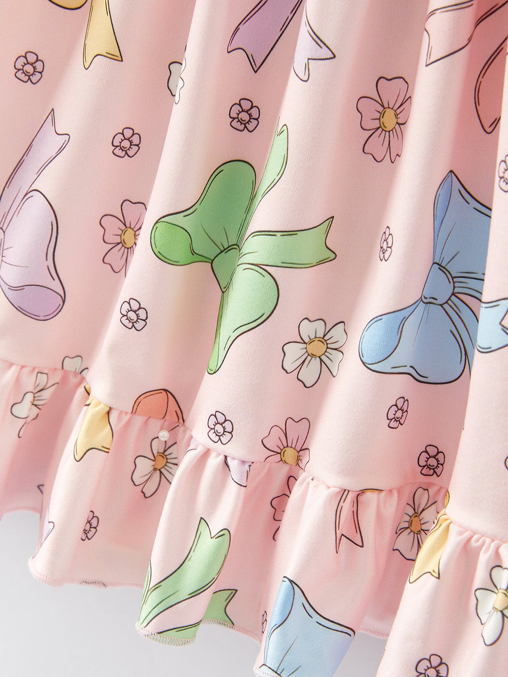 Colorful Bow Print Ruffles Girls Dress