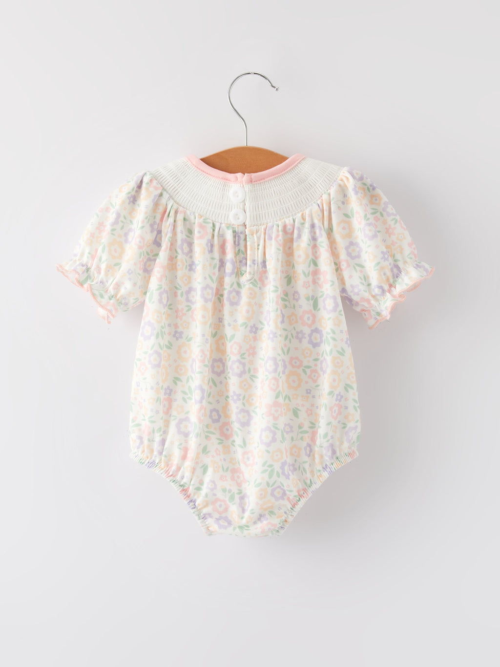 Spring Summer Cross Smocking Embroidery Colorful Romper