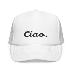 Ciao in Black Embroidered Foam Trucker Otto Hat - Summer Vibe Accessory