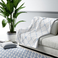 Three Bees Trellis Bow Cozy Sherpa Fleece Blanket - Blue
