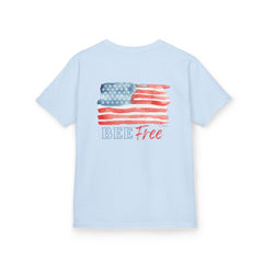 Bee Free American Flag with Bee Stars Short Sleeve Youth Unisex Hive Tee