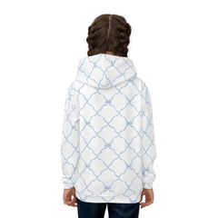 Trellis Bow Youth Hoodie Activewear - Light Blue