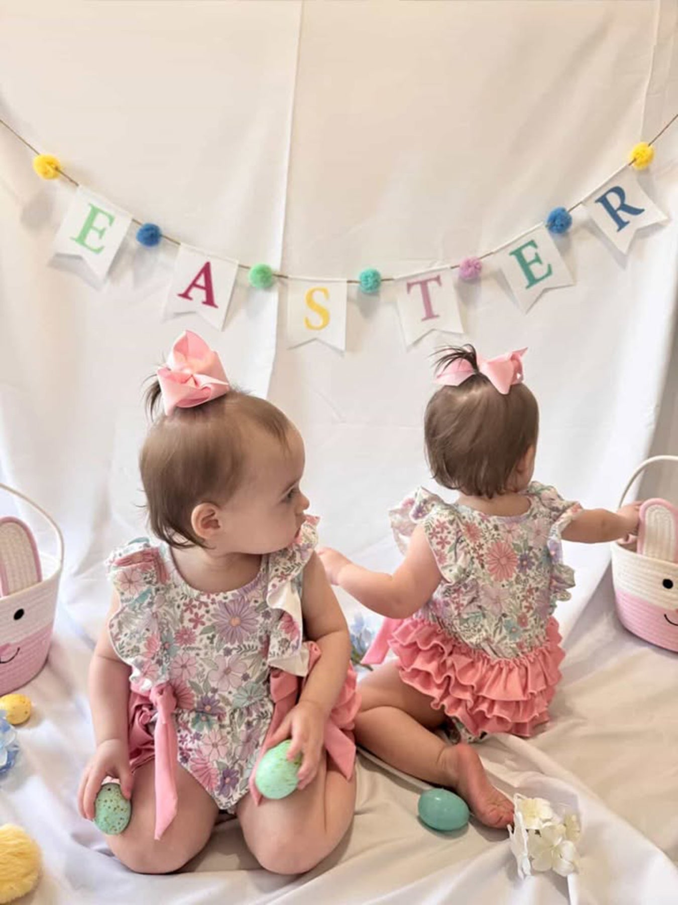 Girls Pink Floral Sleeveless Baby Girls Romper