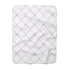 Three Bees Trellis Bow Cozy Sherpa Fleece Blanket - Lavender