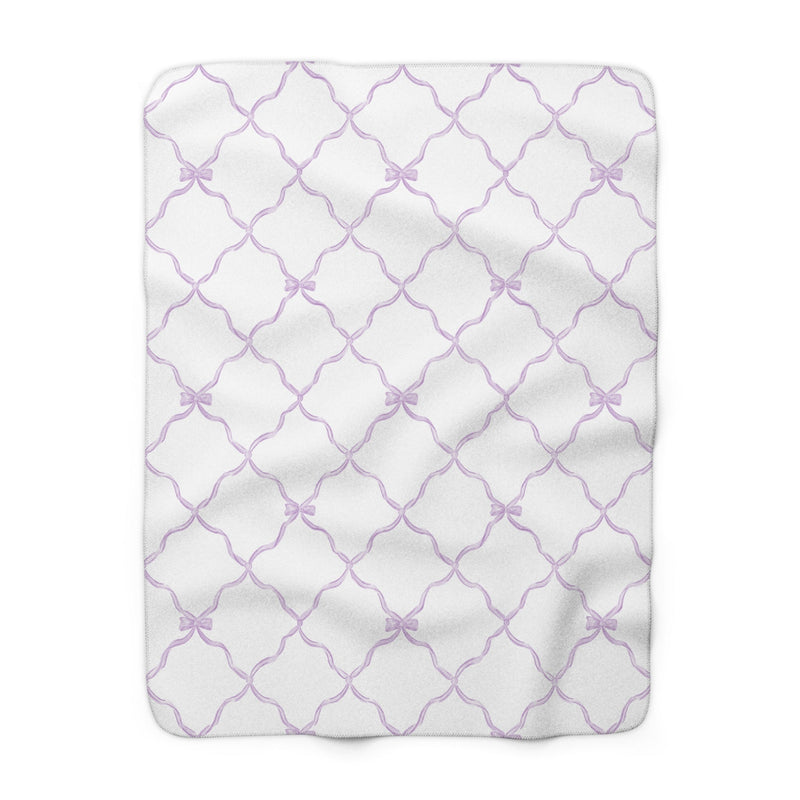Three Bees Trellis Bow Cozy Sherpa Fleece Blanket - Lavender