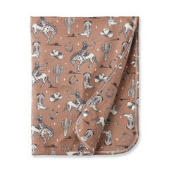Wild Wrangler/Brown Western Baby Boy Bamboo Stroller Blanket