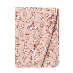 Wild Wrangler/Pink Bamboo Western Cowgirl Stroller Blanket