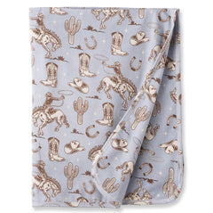 Wild Wrangler/Blue Western Baby Boy Bamboo Stroller Blanket