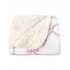 Three Bees Trellis Bow Cozy Sherpa Fleece Blanket - Bubblegum Pink