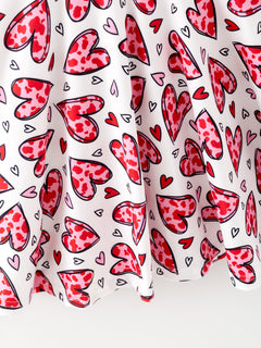 Toddler Girls Valentine Party Red Heart Print Dress