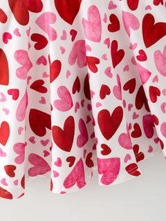 Toddler Girls Valentine Cute Pink Red Heart Print Dress
