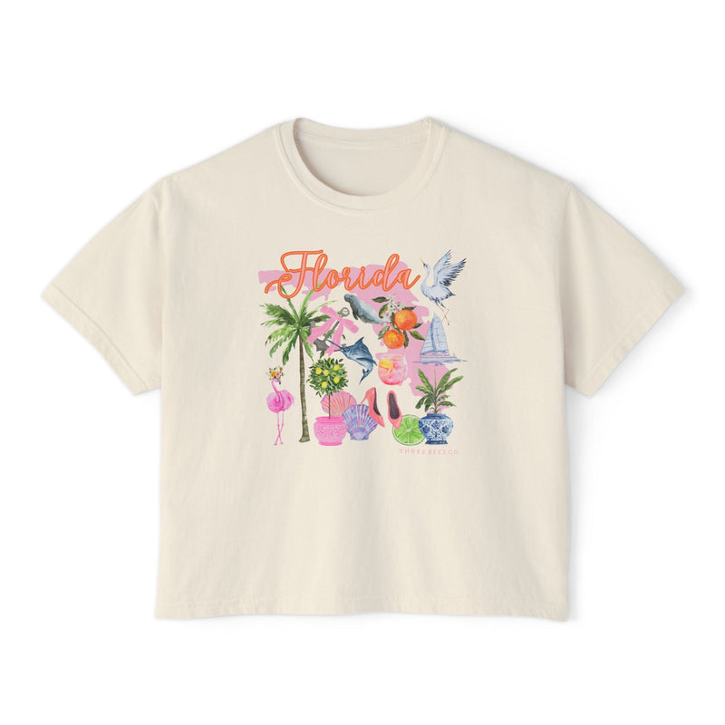 Florida Vibes Women's Boxy Tee – Cute Casual Summer Top with Tropical Design