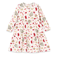 Girls’ Christmas Dress – Bamboo Holiday Tiered Twirl Dress - Noel