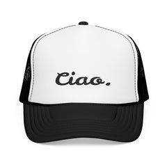 Ciao in Black Embroidered Foam Trucker Otto Hat - Summer Vibe Accessory