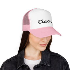 Ciao in Black Embroidered Foam Trucker Otto Hat - Summer Vibe Accessory